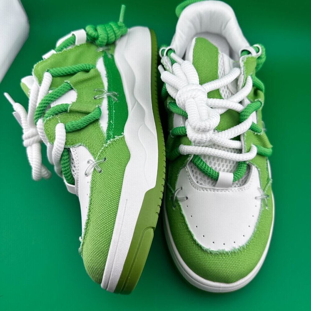 MEN's COLORBLOCK LACE-UP FRONT FRAYED HEM MESH SPLICED SNEAKERS SIZE 44 (11-11.5 - Picture 5 of 10